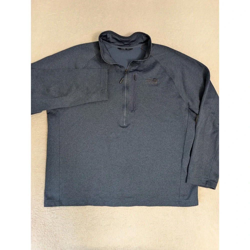 The North‎ Face 1/4 Zip Midweight Pullover Men's 2XL Blue Zip Pocket